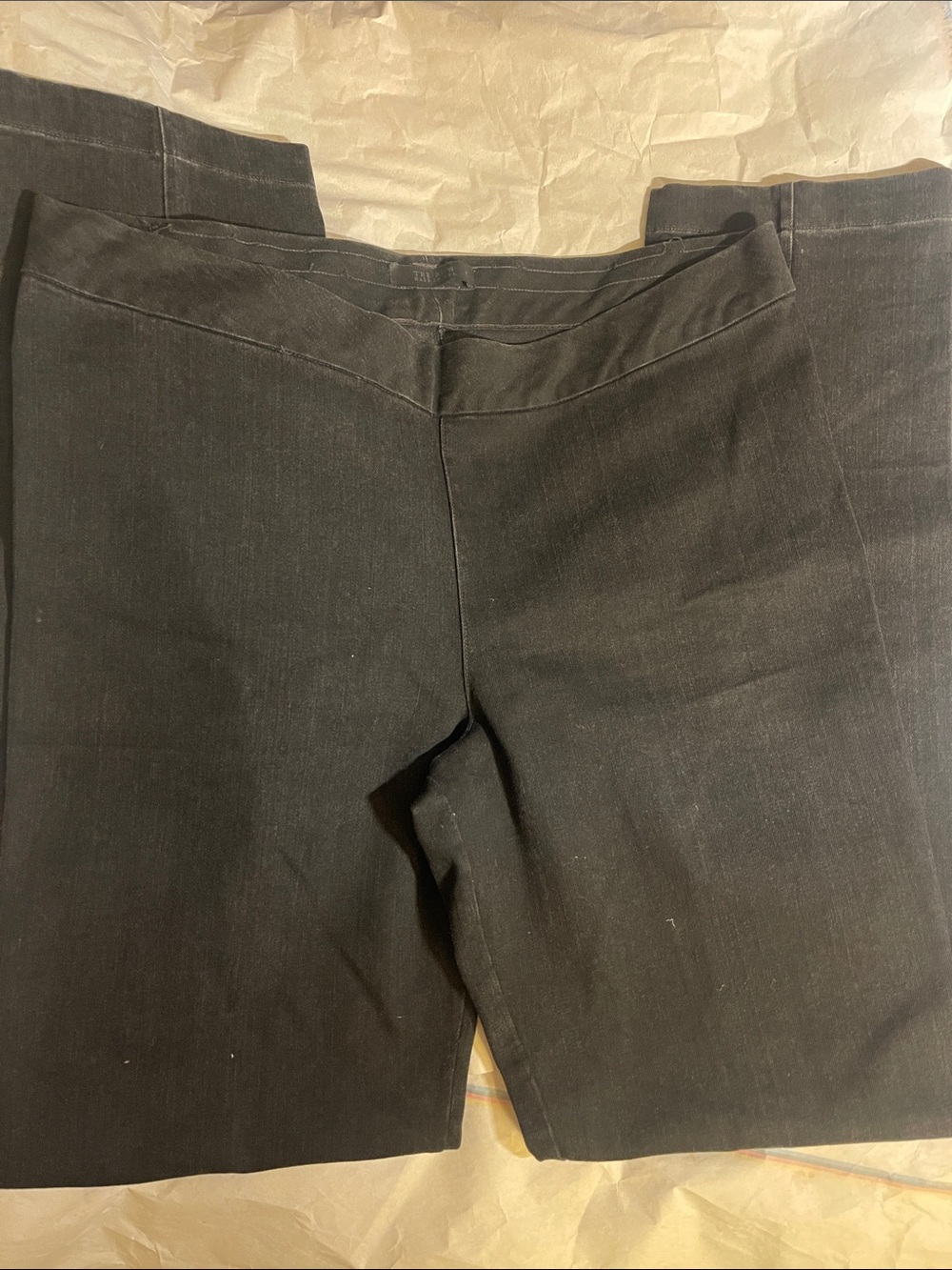 THE ROW: Stratton, Black Denim pant with Elastic Waistband   Made in USA